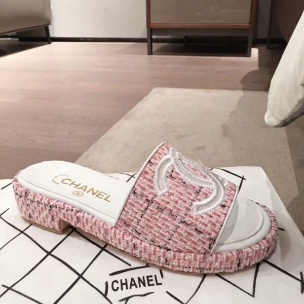 Chanel CC Cork Sandals Tweed Pink For Women, Women's Shoes