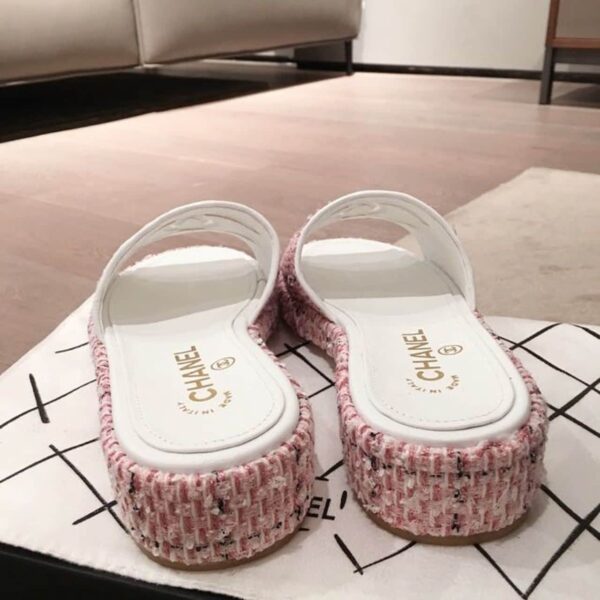 Chanel CC Cork Sandals Tweed Pink For Women, Women's Shoes