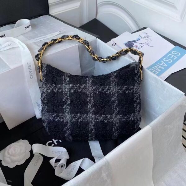 [REP 1:1] Chanel CC Hobo Bag Black For Women 24cm / 9.4in AS3562