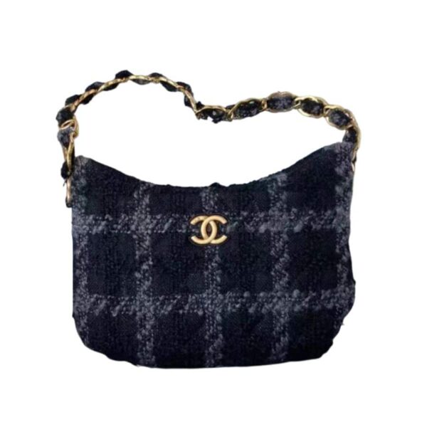[REP 1:1] Chanel CC Hobo Bag Black For Women 24cm / 9.4in AS3562