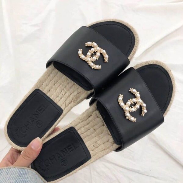 Chanel CC Jewel Logo Espadrille Black For Women, Women's Shoes