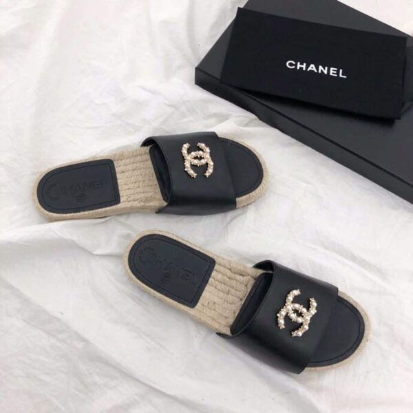 Chanel CC Jewel Logo Espadrille Black For Women, Women's Shoes