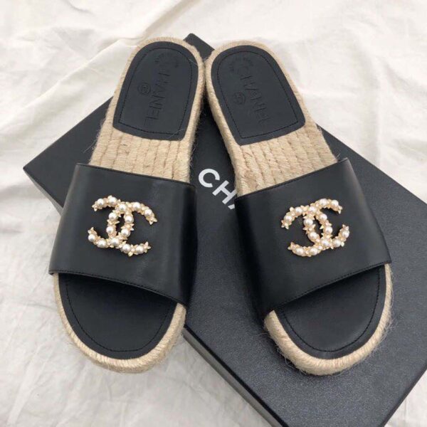 Chanel CC Jewel Logo Espadrille Black For Women, Women's Shoes