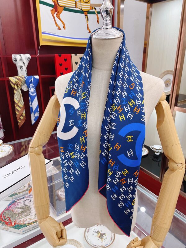 Chanel CC Pattern in Blue Square Scarf 90cm/35in 