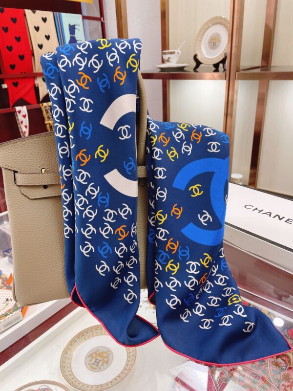 Chanel CC Pattern in Blue Square Scarf 90cm/35in 