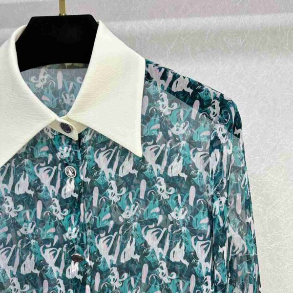 Chanel Chiffon Shirt Green For Women