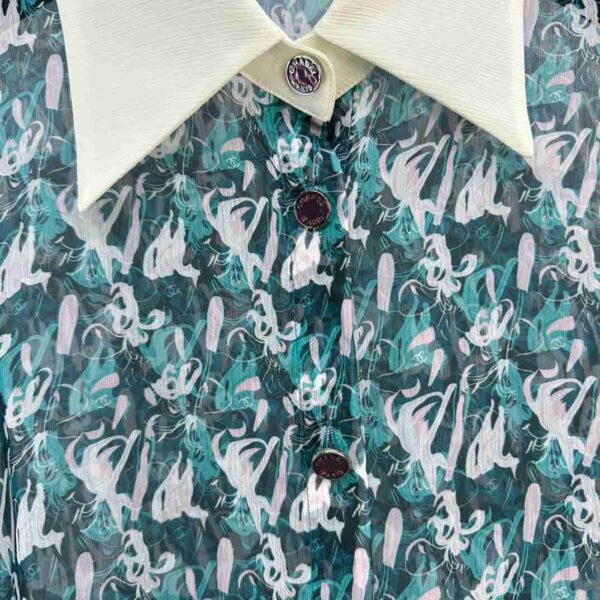 Chanel Chiffon Shirt Green For Women