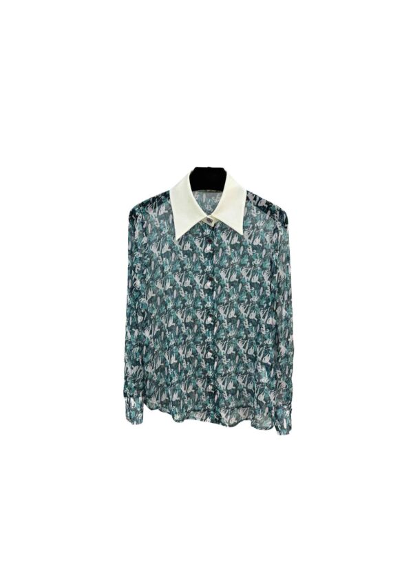 Chanel Chiffon Shirt Green For Women