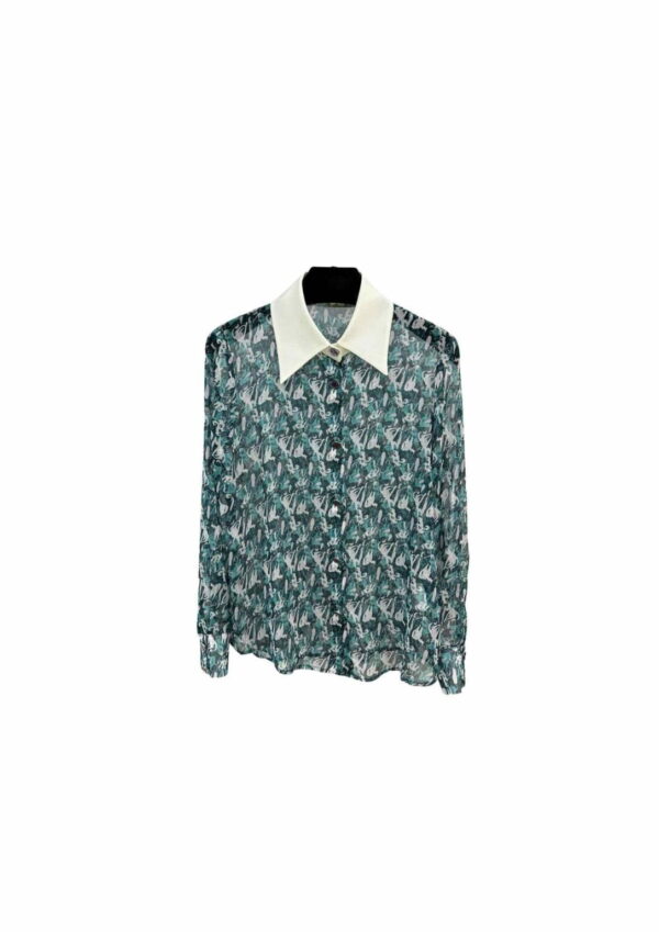 Chanel Chiffon Shirt Green For Women