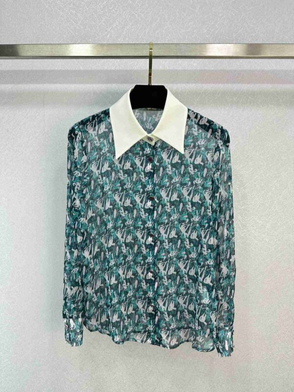 Chanel Chiffon Shirt Green For Women