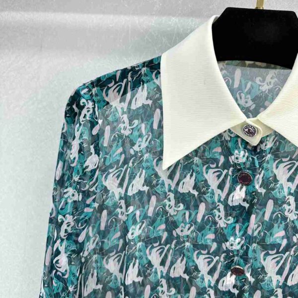 Chanel Chiffon Shirt Green For Women
