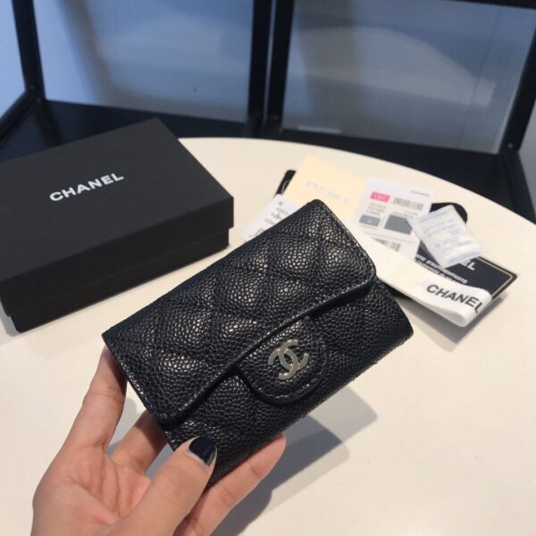 Chanel Classic Card Holder Gold Toned Hardware Black For Women, Women's Wallet 4.5in/11.5cm