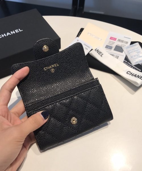 1:1 Replica Chanel Classic Card Holder Gold Toned Hardware Black For Women, Women's Wallet 4.5in/11.5cm