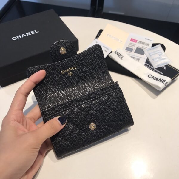 Chanel Classic Card Holder Gold Toned Hardware Black For Women, Women's Wallet 4.5in/11.5cm
