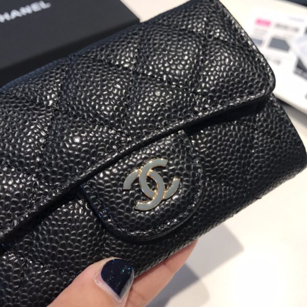 Chanel Classic Card Holder Gold Toned Hardware Black For Women, Women's Wallet 4.5in/11.5cm