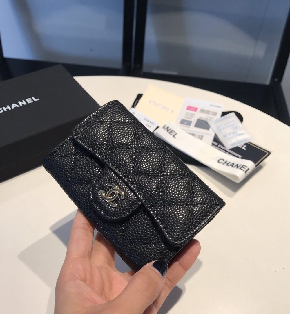 1:1 Replica Chanel Classic Card Holder Gold Toned Hardware Black For Women, Women's Wallet 4.5in/11.5cm