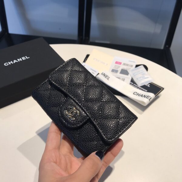 Chanel Classic Card Holder Gold Toned Hardware Black For Women, Women's Wallet 4.5in/11.5cm