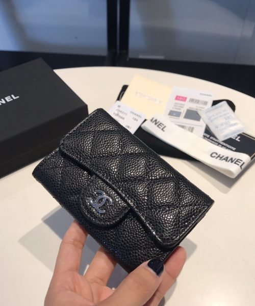 [REP 1:1] Chanel Classic Card Holder Silver Hardware Black For Women, Women's Wallet 4.5in/11.5cm