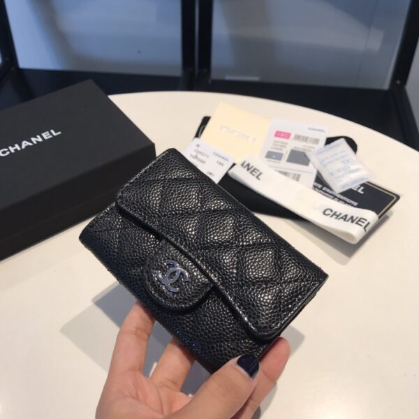 [REP 1:1] Chanel Classic Card Holder Silver Hardware Black For Women, Women's Wallet 4.5in/11.5cm