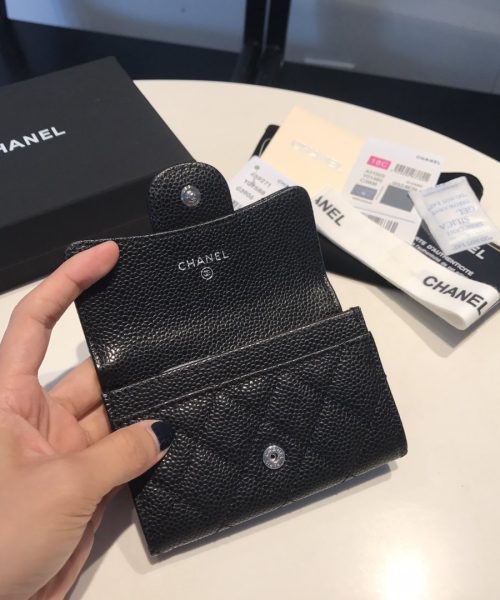 [REP 1:1] Chanel Classic Card Holder Silver Hardware Black For Women, Women's Wallet 4.5in/11.5cm
