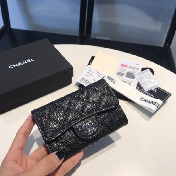 [REP 1:1] Chanel Classic Card Holder Silver Hardware Black For Women, Women's Wallet 4.5in/11.5cm