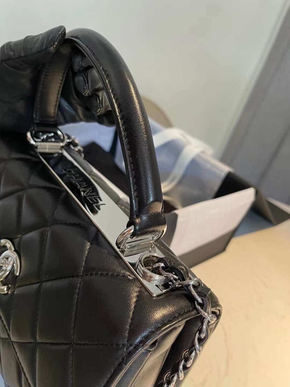 [REP 1:1] Chanel Classic Flap Bag Silver Hardware Black 9.8in/25cm - Image 8