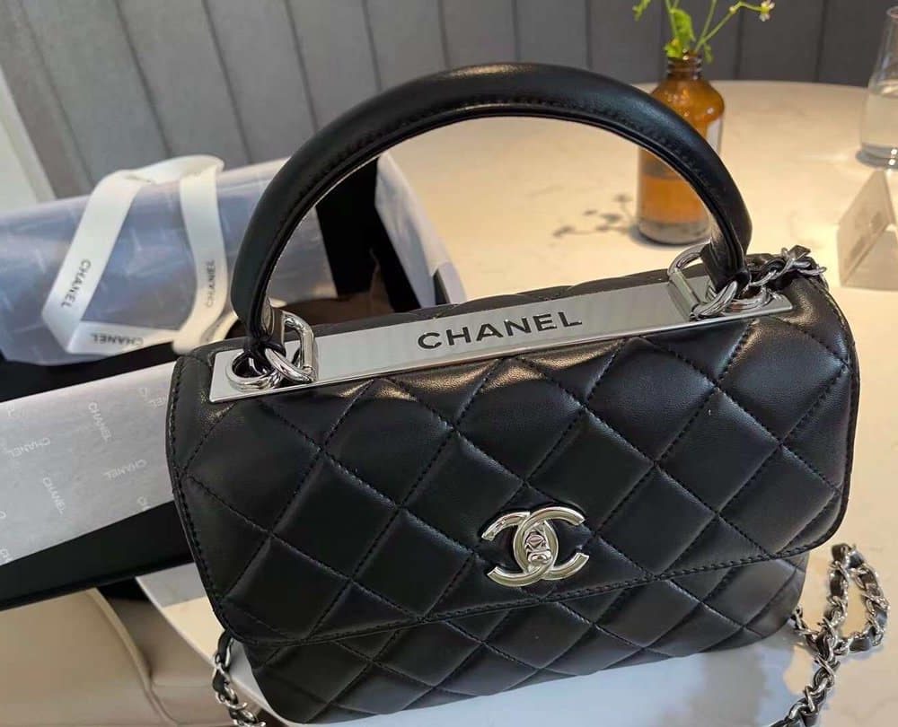 [REP 1:1] Chanel Classic Flap Bag Silver Hardware Black 9.8in/25cm