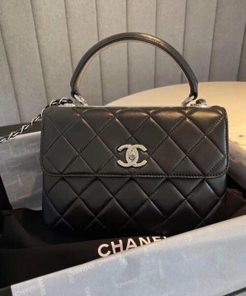 [REP 1:1] Chanel Classic Flap Bag Silver Hardware Black 9.8in/25cm