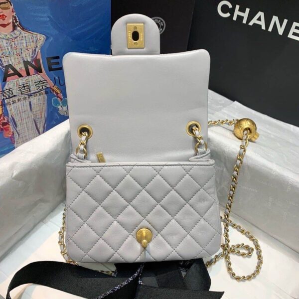 [REP 1:1] Chanel Classic Flap With Charm Chain With CC Details On Strap Bag 17cm/7inch Gold Hardware Grey