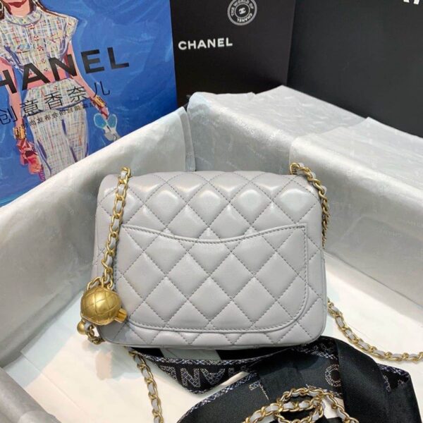[REP 1:1] Chanel Classic Flap With Charm Chain With CC Details On Strap Bag 17cm/7inch Gold Hardware Grey