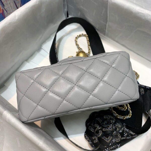 [REP 1:1] Chanel Classic Flap With Charm Chain With CC Details On Strap Bag 17cm/7inch Gold Hardware Grey