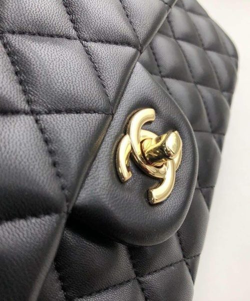 [REP 1:1] Chanel Classic Handbag Gold Toned Hardware Black For Women, Women's Bags, Shoulder And Crossbody Bags 10.2in/26cm A01112