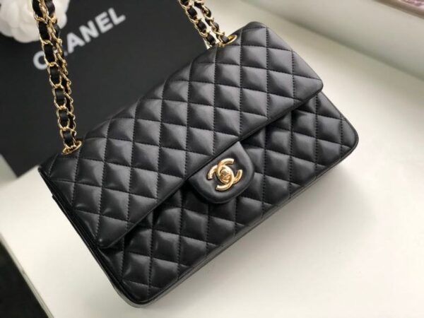 [REP 1:1] Chanel Classic Handbag Gold Toned Hardware Black For Women, Women's Bags, Shoulder And Crossbody Bags 10.2in/26cm A01112
