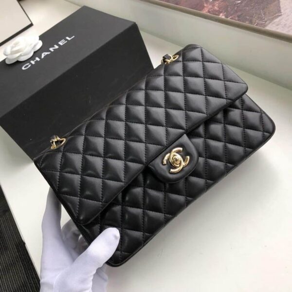 [REP 1:1] Chanel Classic Handbag Gold Toned Hardware Black For Women, Women's Bags, Shoulder And Crossbody Bags 10.2in/26cm A01112