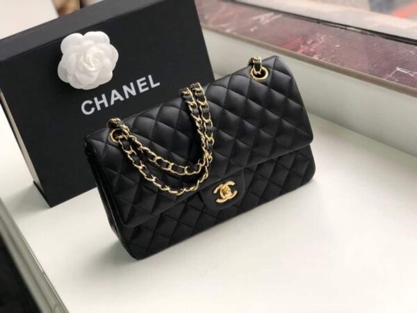 [REP 1:1] Chanel Classic Handbag Gold Toned Hardware Black For Women, Women's Bags, Shoulder And Crossbody Bags 10.2in/26cm A01112