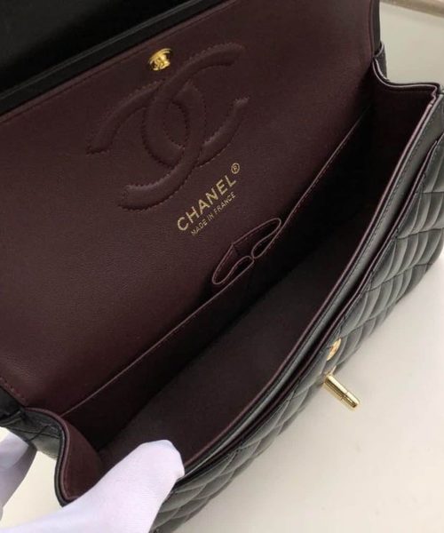 [REP 1:1] Chanel Classic Handbag Gold Toned Hardware Black For Women, Women's Bags, Shoulder And Crossbody Bags 10.2in/26cm A01112