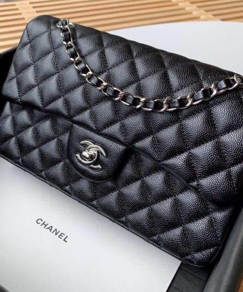 [REP 1:1] Chanel Classic Handbag Silver Hardware Black For Women, Women's Bags, Shoulder And Crossbody Bags 10.2in/26cm A01112
