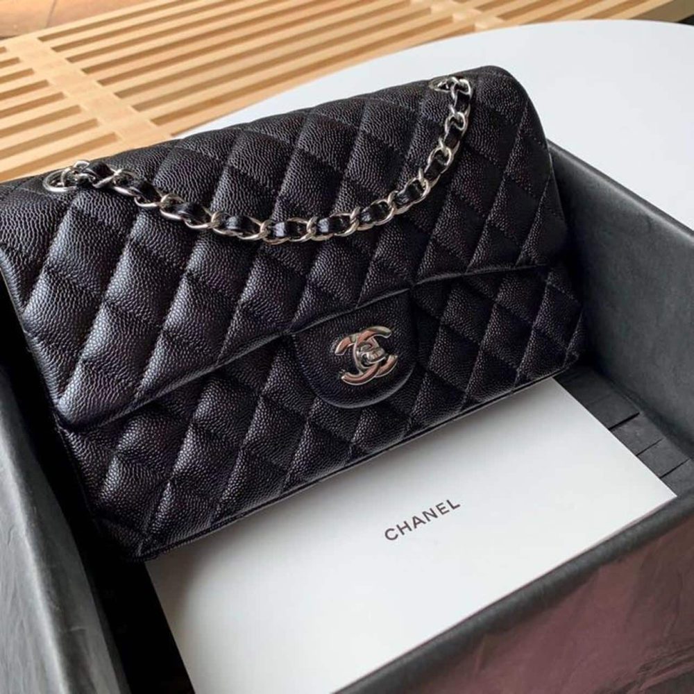 [REP 1:1] Chanel Classic Handbag Silver Hardware Black For Women, Women's Bags, Shoulder And Crossbody Bags 10.2in/26cm A01112