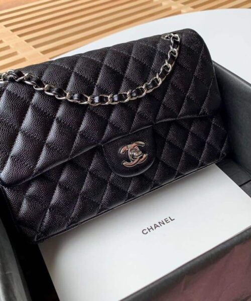 [REP 1:1] Chanel Classic Handbag Silver Hardware Black For Women, Women's Bags, Shoulder And Crossbody Bags 10.2in/26cm A01112