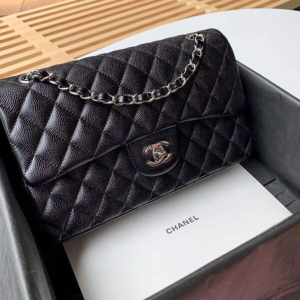 [REP 1:1] Chanel Classic Handbag Silver Hardware Black For Women, Women's Bags, Shoulder And Crossbody Bags 10.2in/26cm A01112