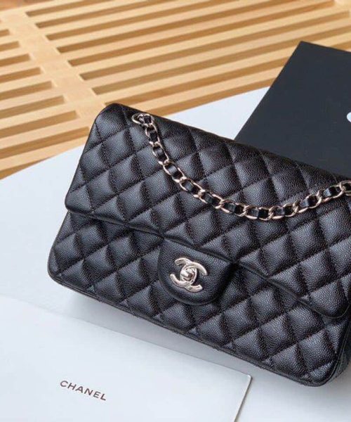 [REP 1:1] Chanel Classic Handbag Silver Hardware Black For Women, Women's Bags, Shoulder And Crossbody Bags 10.2in/26cm A01112