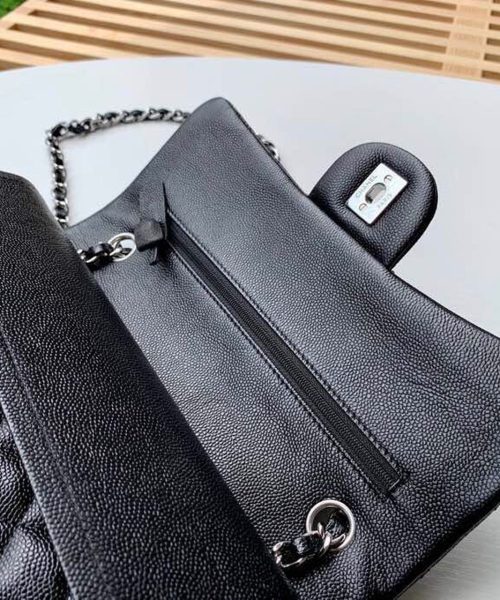 [REP 1:1] Chanel Classic Handbag Silver Hardware Black For Women, Women's Bags, Shoulder And Crossbody Bags 10.2in/26cm A01112
