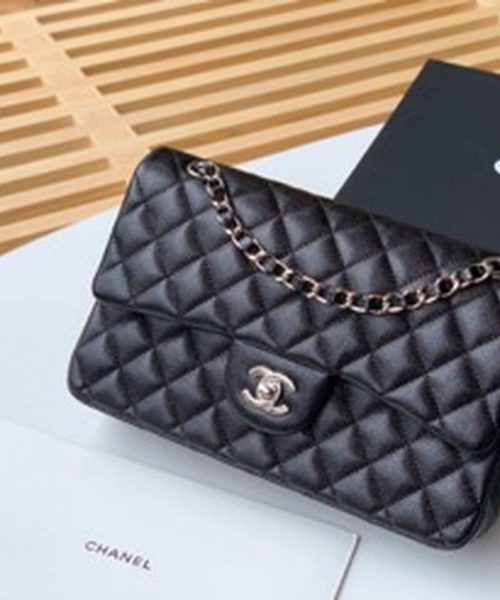 [REP 1:1] Chanel Classic Handbag Silver Hardware Black For Women, Women's Bags, Shoulder And Crossbody Bags 10.2in/26cm A01112