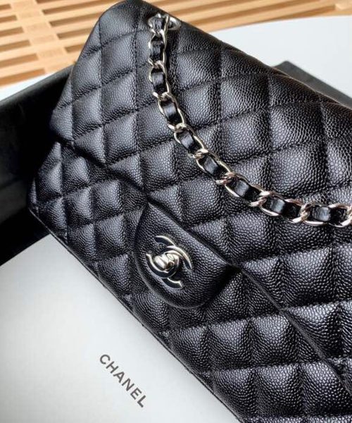 [REP 1:1] Chanel Classic Handbag Silver Hardware Black For Women, Women's Bags, Shoulder And Crossbody Bags 10.2in/26cm A01112