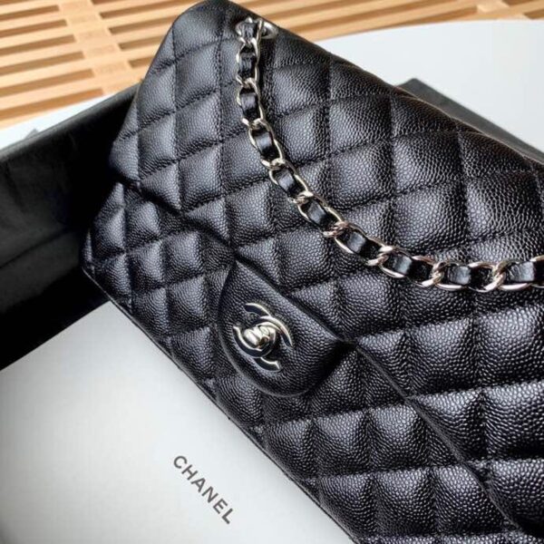 [REP 1:1] Chanel Classic Handbag Silver Hardware Black For Women, Women's Bags, Shoulder And Crossbody Bags 10.2in/26cm A01112
