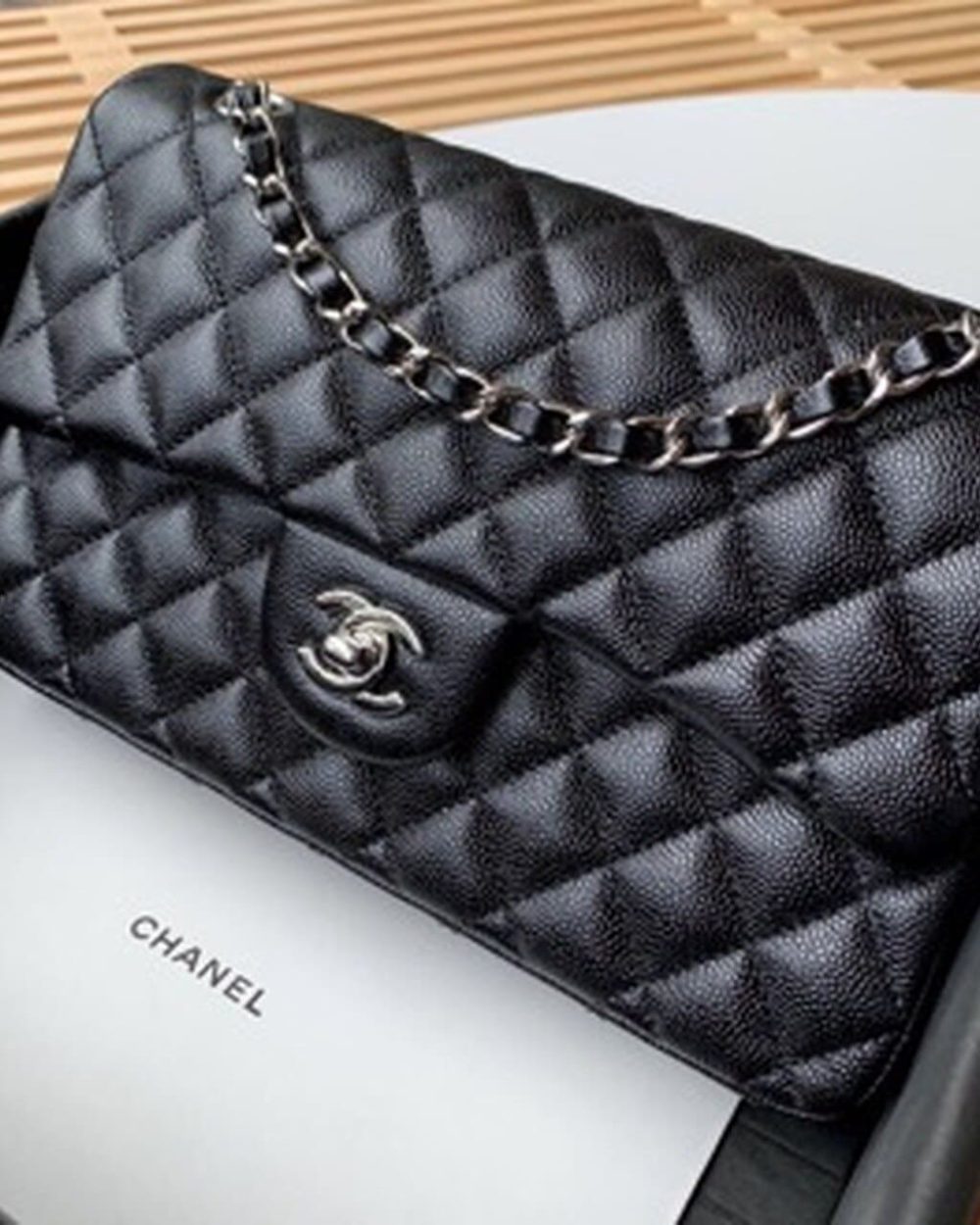 [REP 1:1] Chanel Classic Handbag Silver Hardware Black For Women, Women's Bags, Shoulder And Crossbody Bags 10.2in/26cm A01112