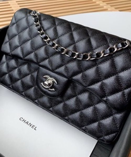 [REP 1:1] Chanel Classic Handbag Silver Hardware Black For Women, Women's Bags, Shoulder And Crossbody Bags 10.2in/26cm A01112