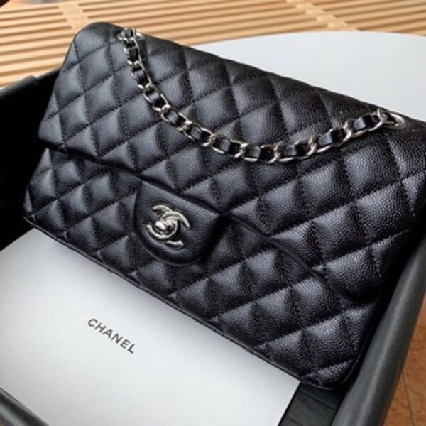 [REP 1:1] Chanel Classic Handbag Silver Hardware Black For Women, Women's Bags, Shoulder And Crossbody Bags 10.2in/26cm A01112