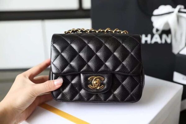 [REP 1:1] Chanel Classic Mini Flap Bag Gold Toned Hardware Black For Women 6.7in/17cm