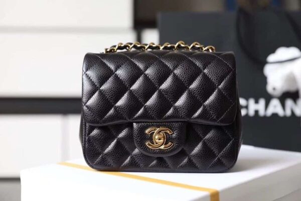 [REP 1:1] Chanel Classic Mini Flap Bag Gold Toned Hardware Black For Women 6.7in/17cm